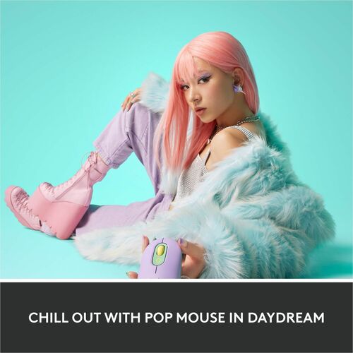 Souris Logitech POP avec emoji - Daydream Mint - Optique