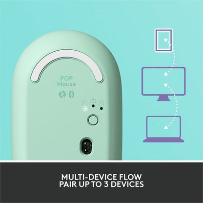 Souris Logitech POP avec emoji - Daydream Mint - Optique