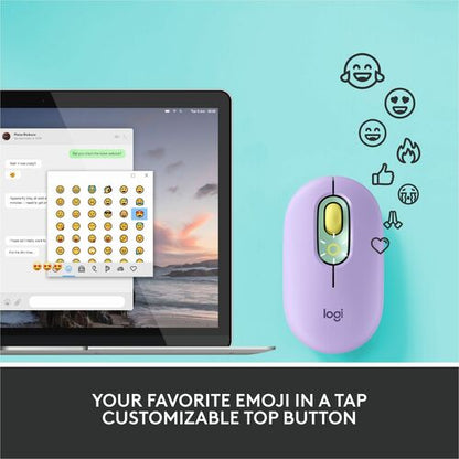 Souris Logitech POP avec emoji - Daydream Mint - Optique