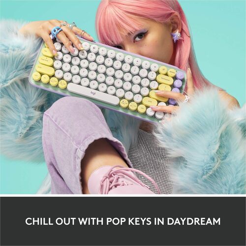 Teclado mecánico inalámbrico Logitech POP Keys con teclas emoji - Daydream Mint