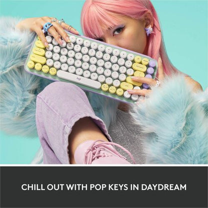 Teclado mecánico inalámbrico Logitech POP Keys con teclas emoji - Daydream Mint
