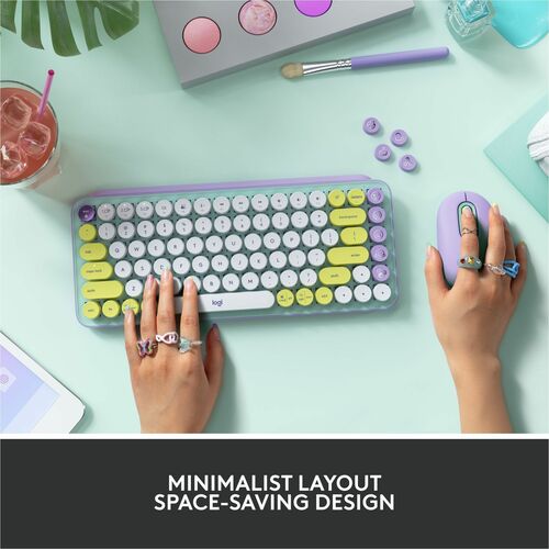 Teclado mecánico inalámbrico Logitech POP Keys con teclas emoji - Daydream Mint