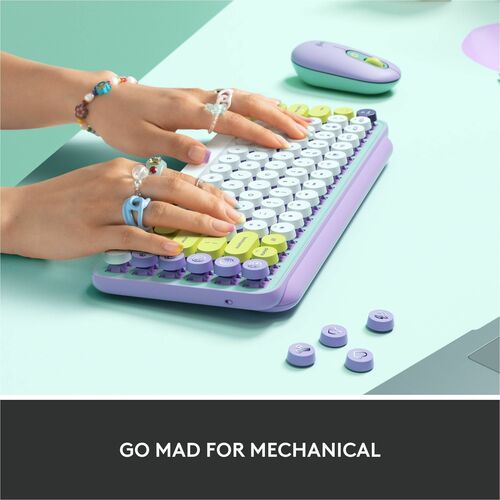 Teclado mecánico inalámbrico Logitech POP Keys con teclas emoji - Daydream Mint