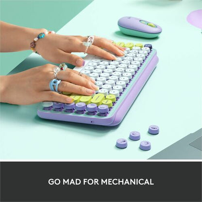Teclado mecánico inalámbrico Logitech POP Keys con teclas emoji - Daydream Mint