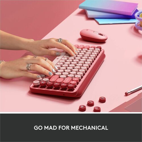 Clavier mécanique sans fil Logitech POP Keys avec touches emoji - Heartbreaker Rose