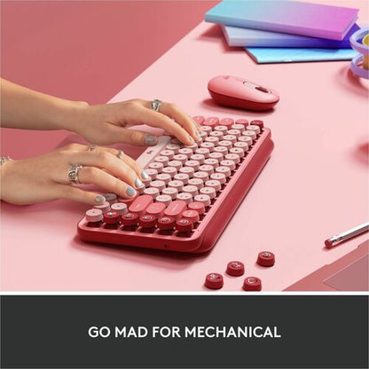 Clavier mécanique sans fil Logitech POP Keys avec touches emoji - Heartbreaker Rose