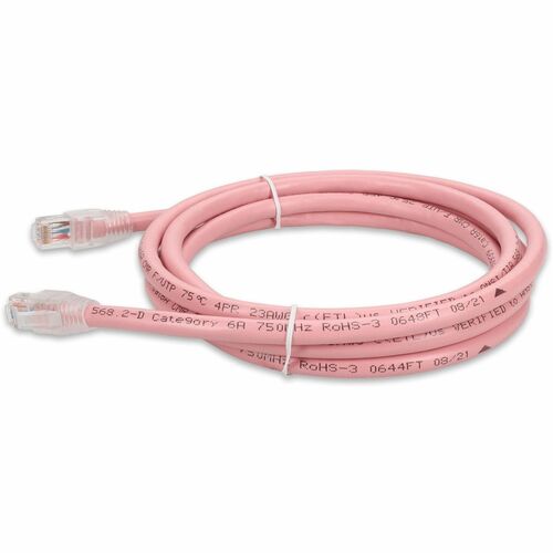Câble Ethernet Cat. 6A en PVC rose AddOn de 1,8 m avec gaine à bulles anti-accrocs RJ
