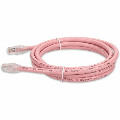 Câble Ethernet Cat. 6A en PVC rose AddOn de 1,8 m avec gaine à bulles anti-accrocs RJ