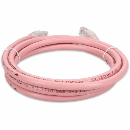 Câble Ethernet Cat. 6A en PVC rose AddOn de 1,8 m avec gaine à bulles anti-accrocs RJ