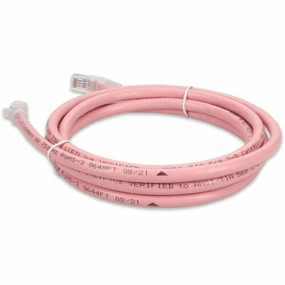 Câble Ethernet Cat. 6A en PVC rose AddOn de 1,8 m avec gaine à bulles anti-accrocs RJ