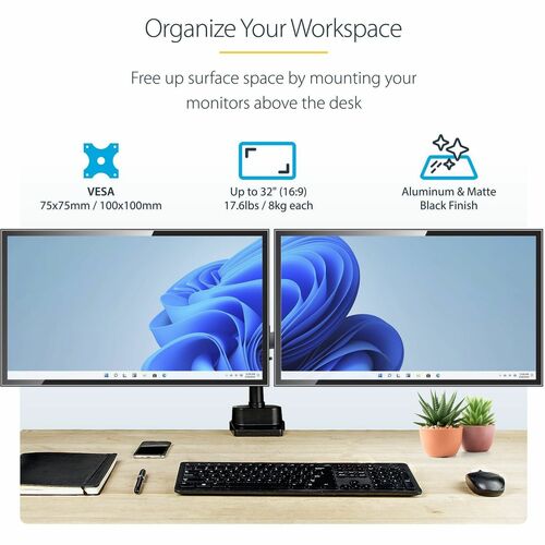 StarTech.com Desk Mount Dual Monitor Arm, Height A