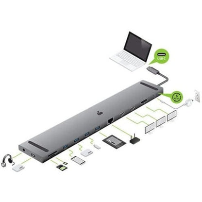 Base de carga triple HD USB-C IOGEAR Dock Pro con PD 3.0 para portátiles, tabletas, estaciones de trabajo y monitores