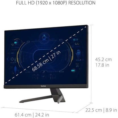 Écran Viewsonic 27 pouces, dalle MVA, résolution 1920 x 1080 - 27 pouces visible - Multi