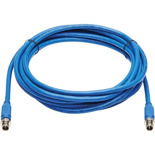 Tripp Lite by Eaton NM12-6A1-03M-BL M12 X-Code Cat6a 10G Ethernet Cable, M/M, Bl