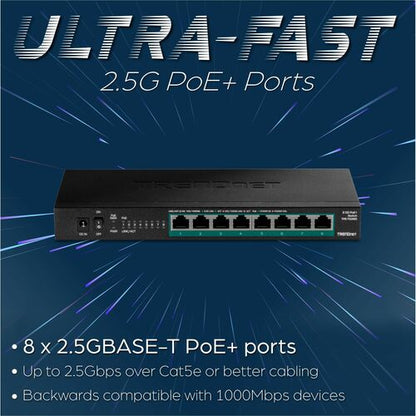 Switch PoE+ de 8 puertos no administrado de 2.5G