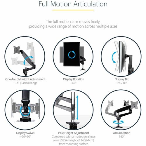 StarTech.com Desk Mount Monitor Arm for Single VES