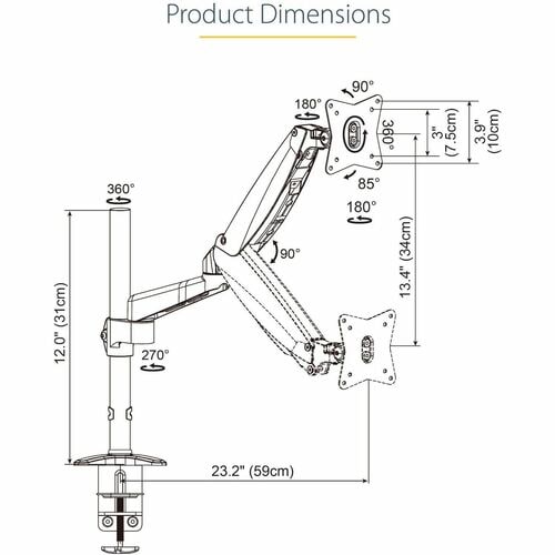 StarTech.com Desk Mount Monitor Arm for Single VES