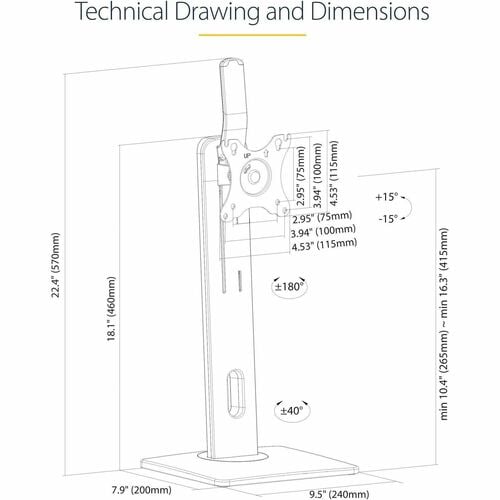 StarTech.com Free Standing Single Monitor Mount, H