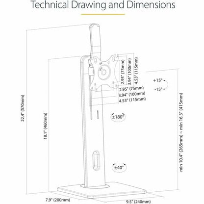 StarTech.com Free Standing Single Monitor Mount, H