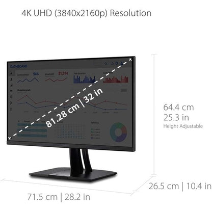 Écran Viewsonic 32 pouces, dalle IPS, résolution 3840 x 2160 - 31,5 pouces visible - en
