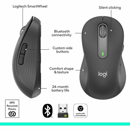 Logitech Signature M650 L Gauche (Graphite) - Optique - Sans fil