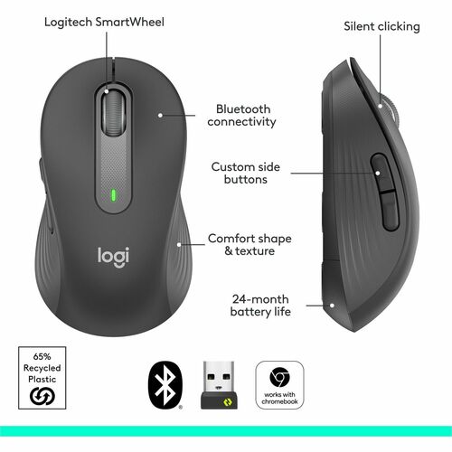 Logitech Signature M650 L Full Size Wireless Mouse - For Large Sized Hands, 2