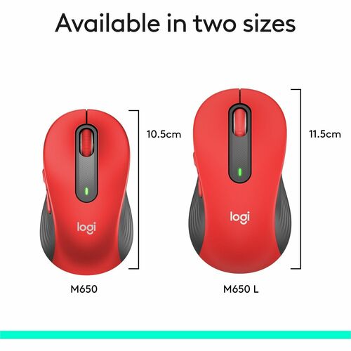 Logitech Signature M650 L (Rojo) - Óptico - Inalámbrico