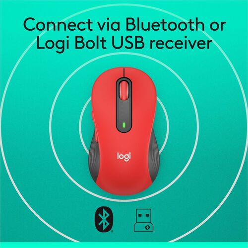 Logitech Signature M650 L (Rojo) - Óptico - Inalámbrico