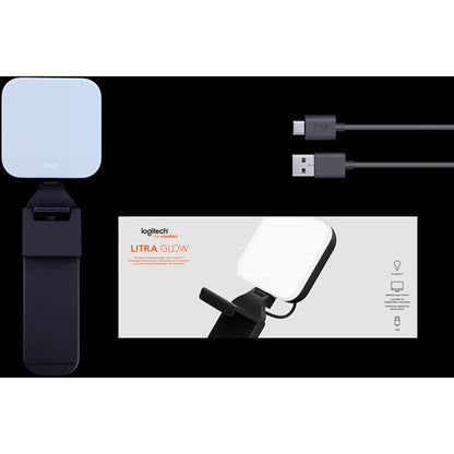 Luz de transmisión premium Logitech Litra Glow con TrueSoft: soporte para monitor y trípode