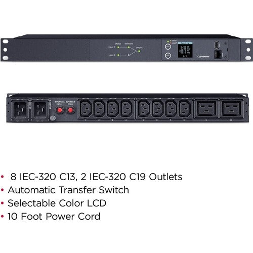 Cyber ​​Power CyberPower ATS PDU24005 PDU 10 prises - Tranmission automatique mesurée