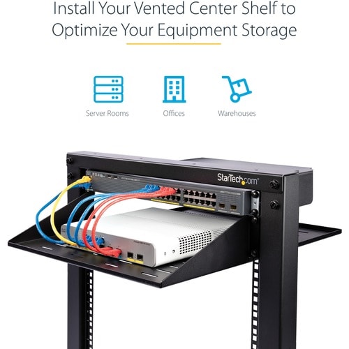 StarTech.com 2U Vented Server Rack Shelf - Center Mount Fixed 14" Deep