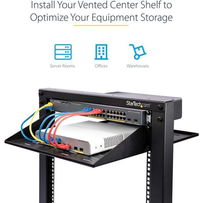 StarTech.com 2U Vented Server Rack Shelf - Center Mount Fixed 14" Deep