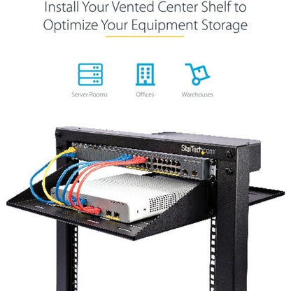 StarTech.com 2U Vented Server Rack Shelf - Center Mount Fixed 20" Deep