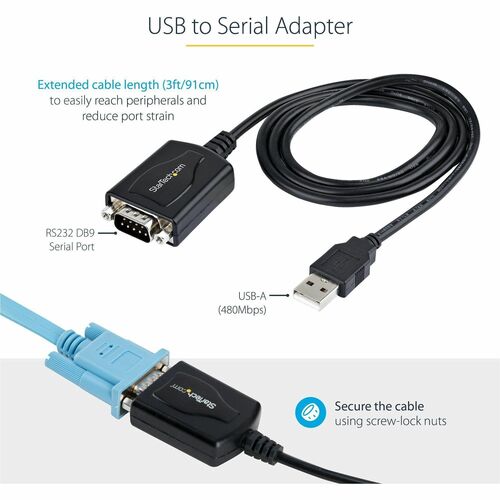 Câble USB vers série StarTech.com de 1 m avec rétention du port COM