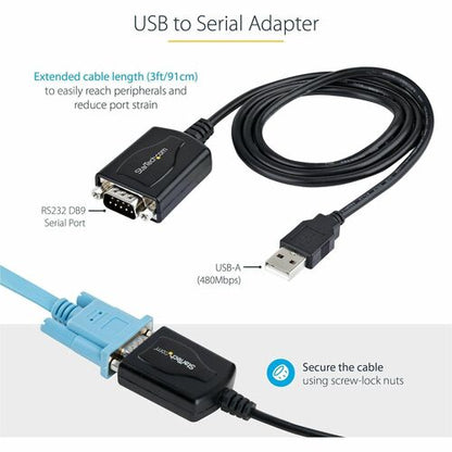 Câble USB vers série StarTech.com de 1 m avec rétention du port COM