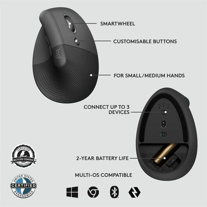 Souris Logitech Lift Ergo - Optique - Sans fil