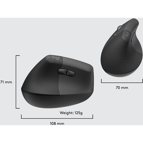 Logitech Lift Ergo Mouse - Optical - Wireless