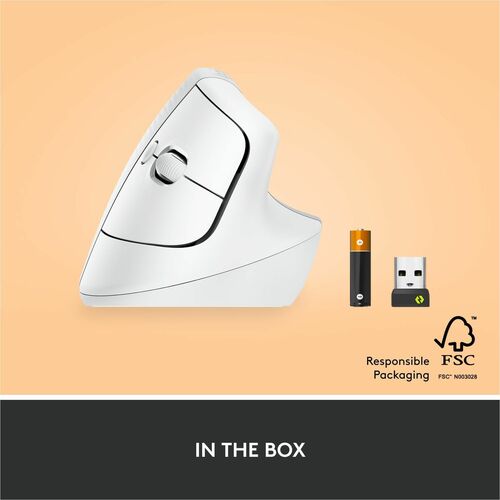 Souris ergonomique verticale Logitech Lift (blanc cassé) - Optique