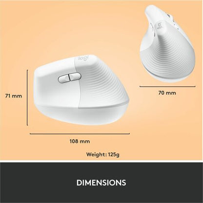 Souris ergonomique verticale Logitech Lift (blanc cassé) - Optique
