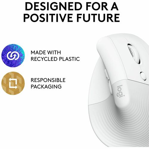 Souris ergonomique verticale Logitech Lift (blanc cassé) - Optique