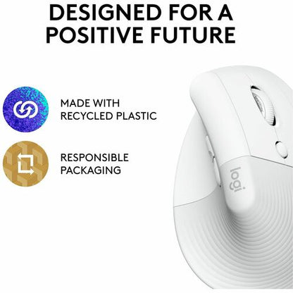 Souris ergonomique verticale Logitech Lift (blanc cassé) - Optique