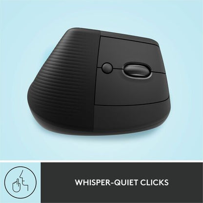 Logitech Lift Vertical Ergonomic Mouse (Graphite) - Optical - Wireless