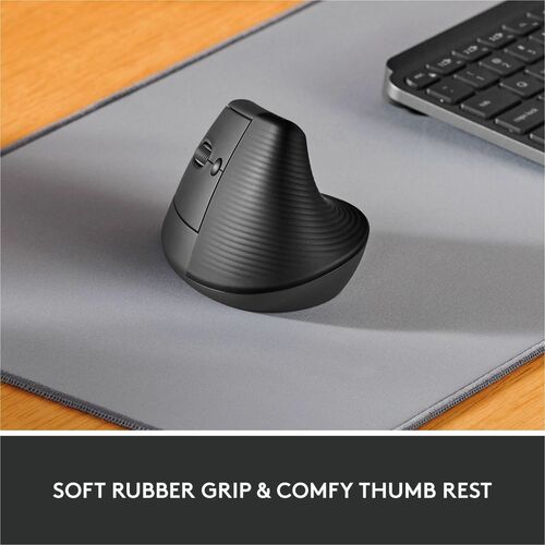Logitech Lift Left Vertical Ergonomic Mouse (Graphite) - Optical - Wireless