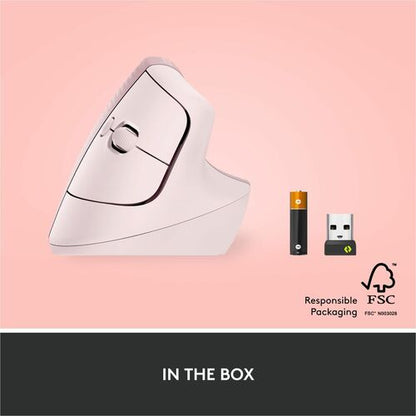 Logitech Lift Vertical Ergonomic Mouse (Rose) - Optical - Wireless