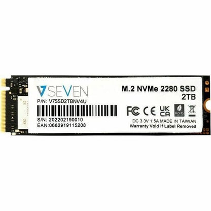 Disque SSD V7 NVME GEN4X4 M.2 NVME 3D TLC de 2 To