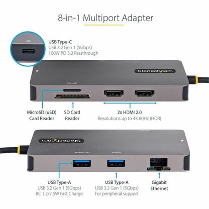 Adaptateur multiport USB-C StarTech.com, double HDMI, 4 ports