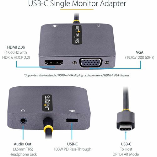 Adaptador de vídeo USB C de StarTech.com, USB C a HDMI VG
