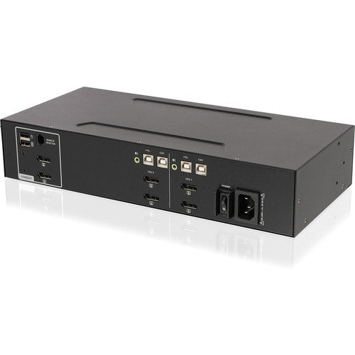 CONMUTADOR KVM DE 2 PUERTOS CON VISUALIZACIÓN DOBLE, AUDIO Y SOPORTE CAC