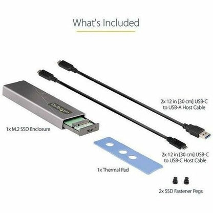 StarTech.com USB-C 10Gbps to M.2 NVMe or M.2 SATA SSD Enclosure, Tool-