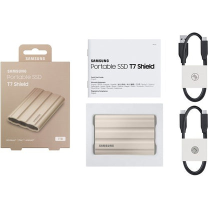 USB 3.2 GEN. 2 T7 SHIELD 1TB PORTABLE SSD - BEIGE